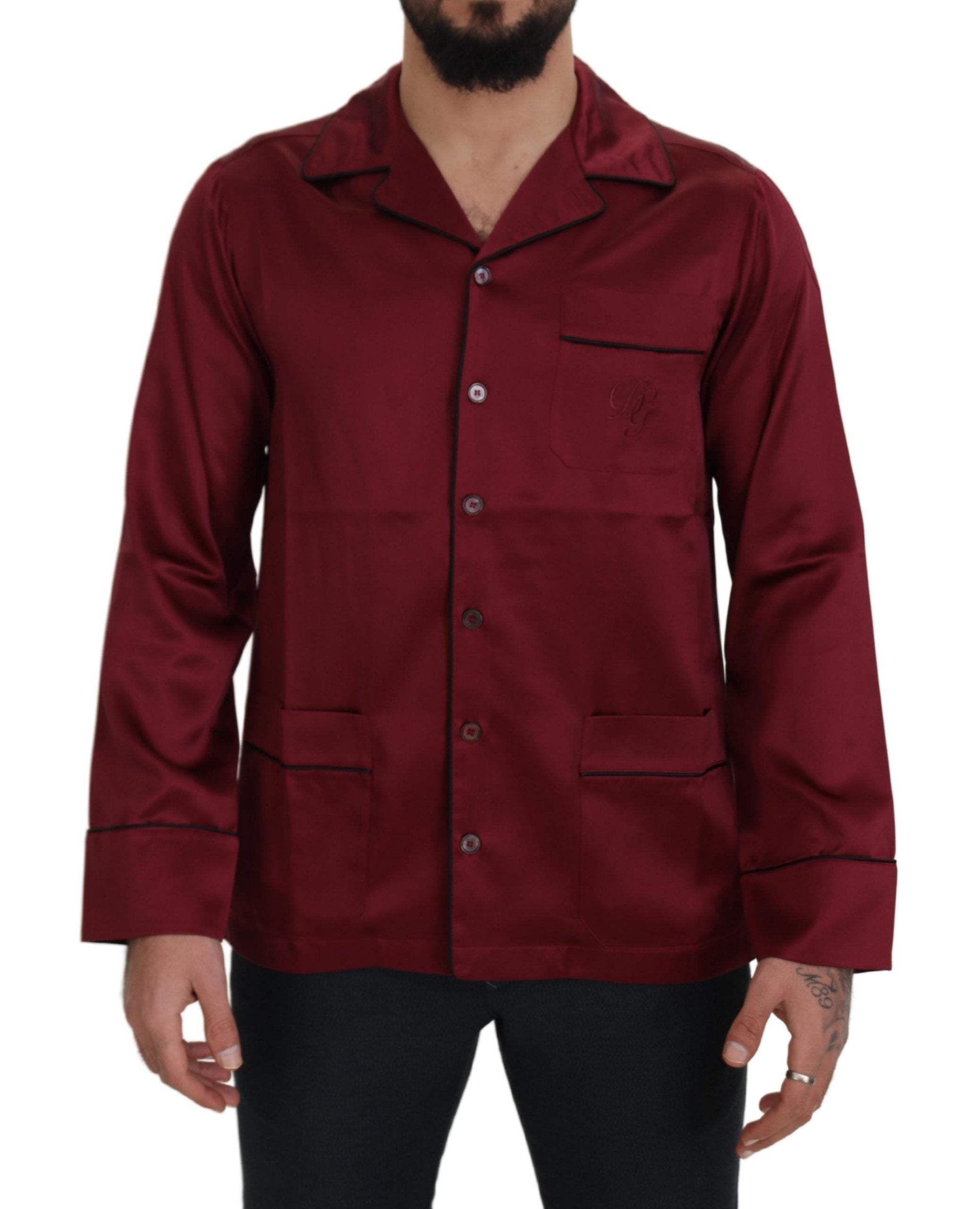 Silk Pajama Shirt — Burgundy