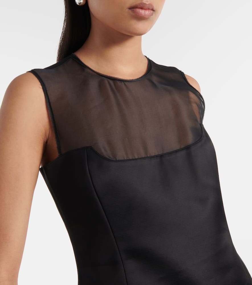Sasmo silk-paneled satin top