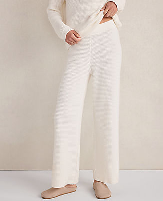 Ann Taylor Haven Well Within Organic Cotton Cashmere Waffle Wide Leg Pants