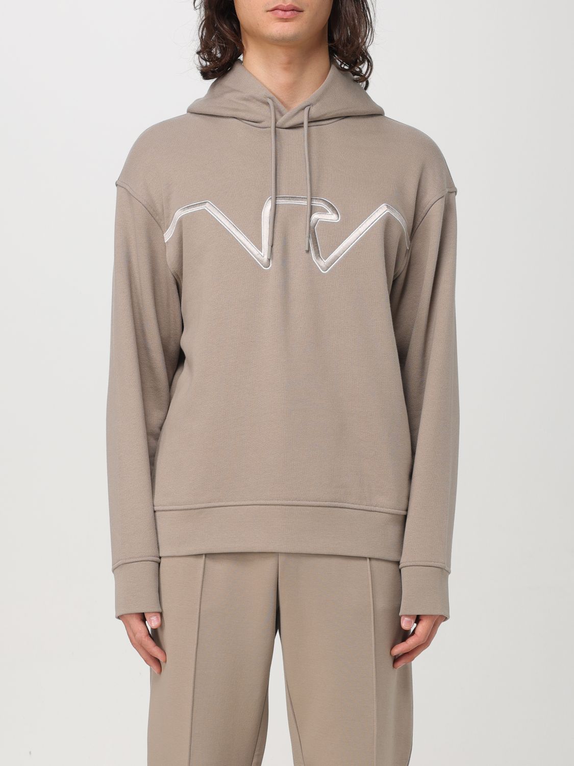 Embossed-logo jersey hoodie - Blue