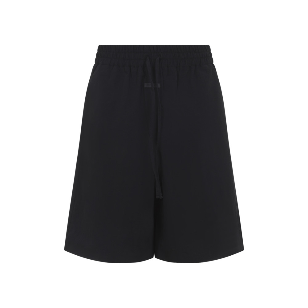 Black Relaxed Solid Shorts