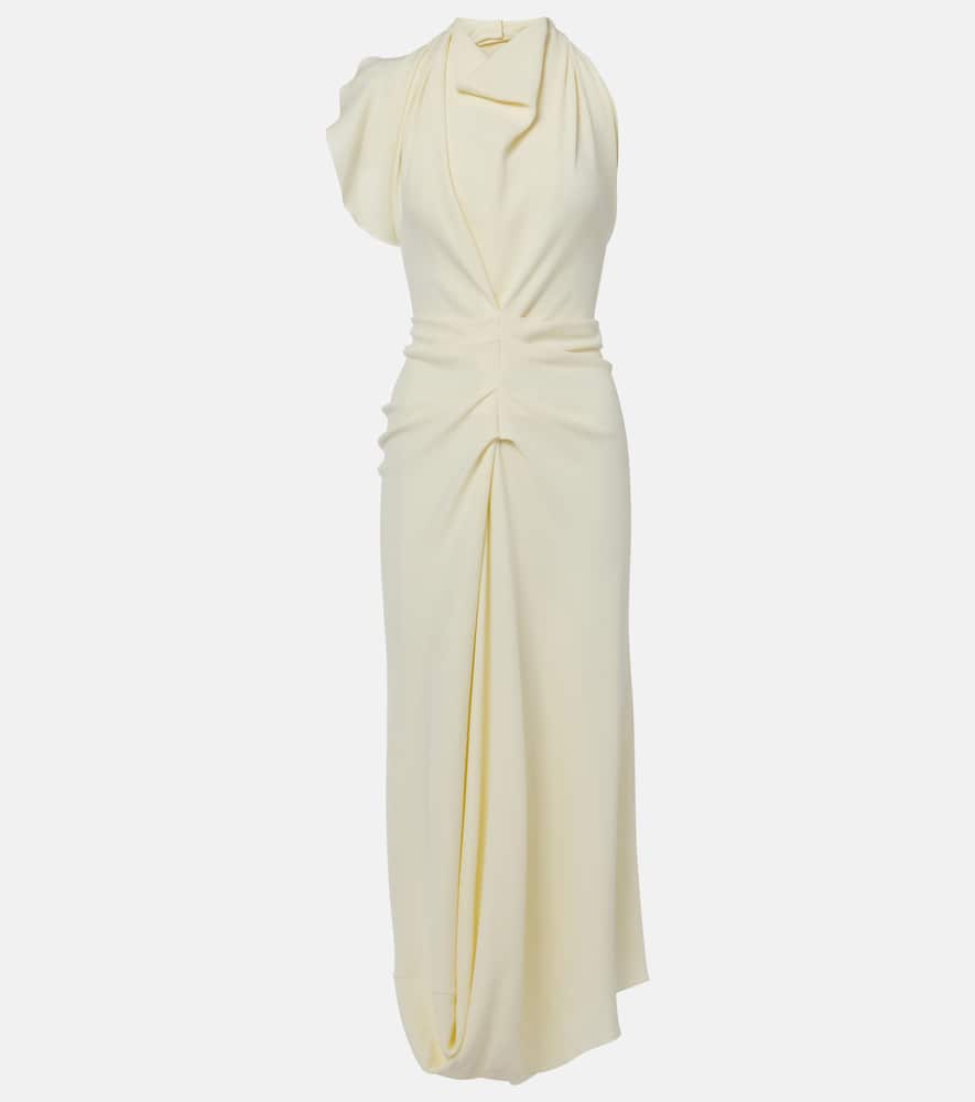 Gathered satin crepe midi dress