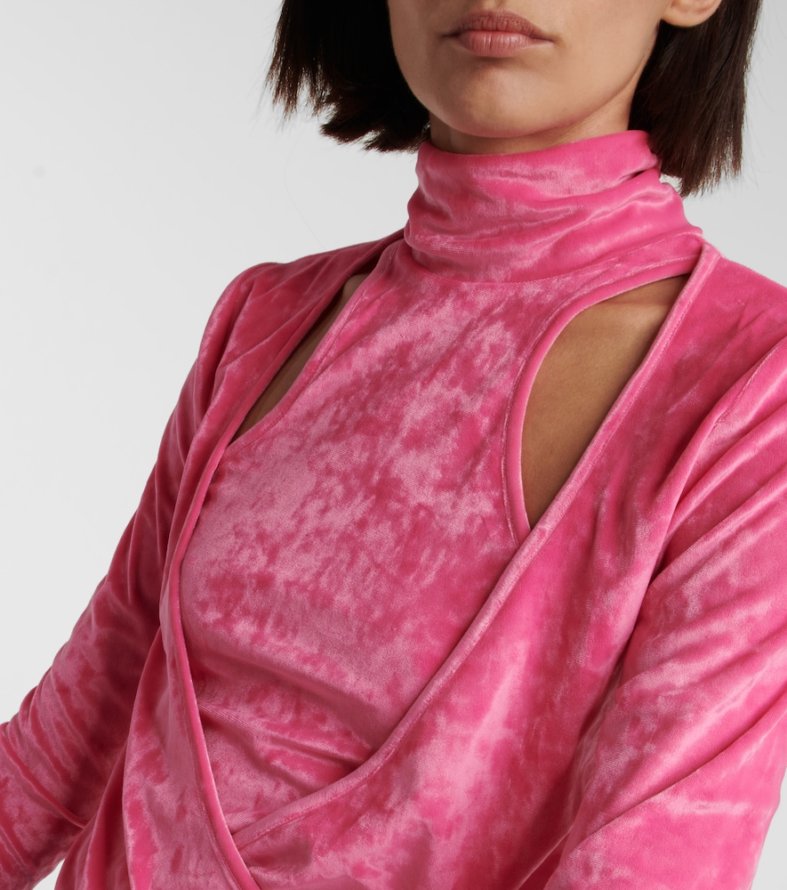 Cutout wrap velvet top