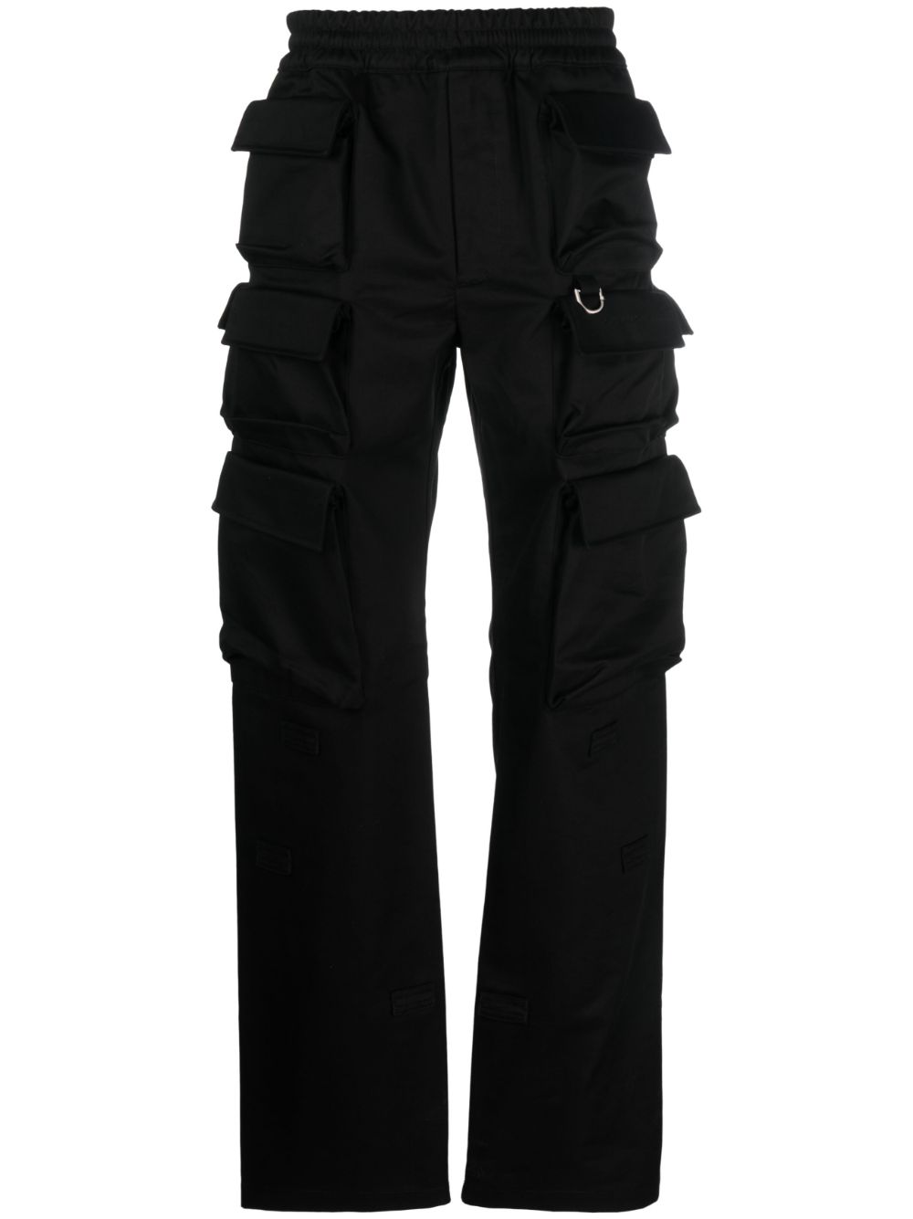 Multi-pocket cotton cargo trousers - Black
