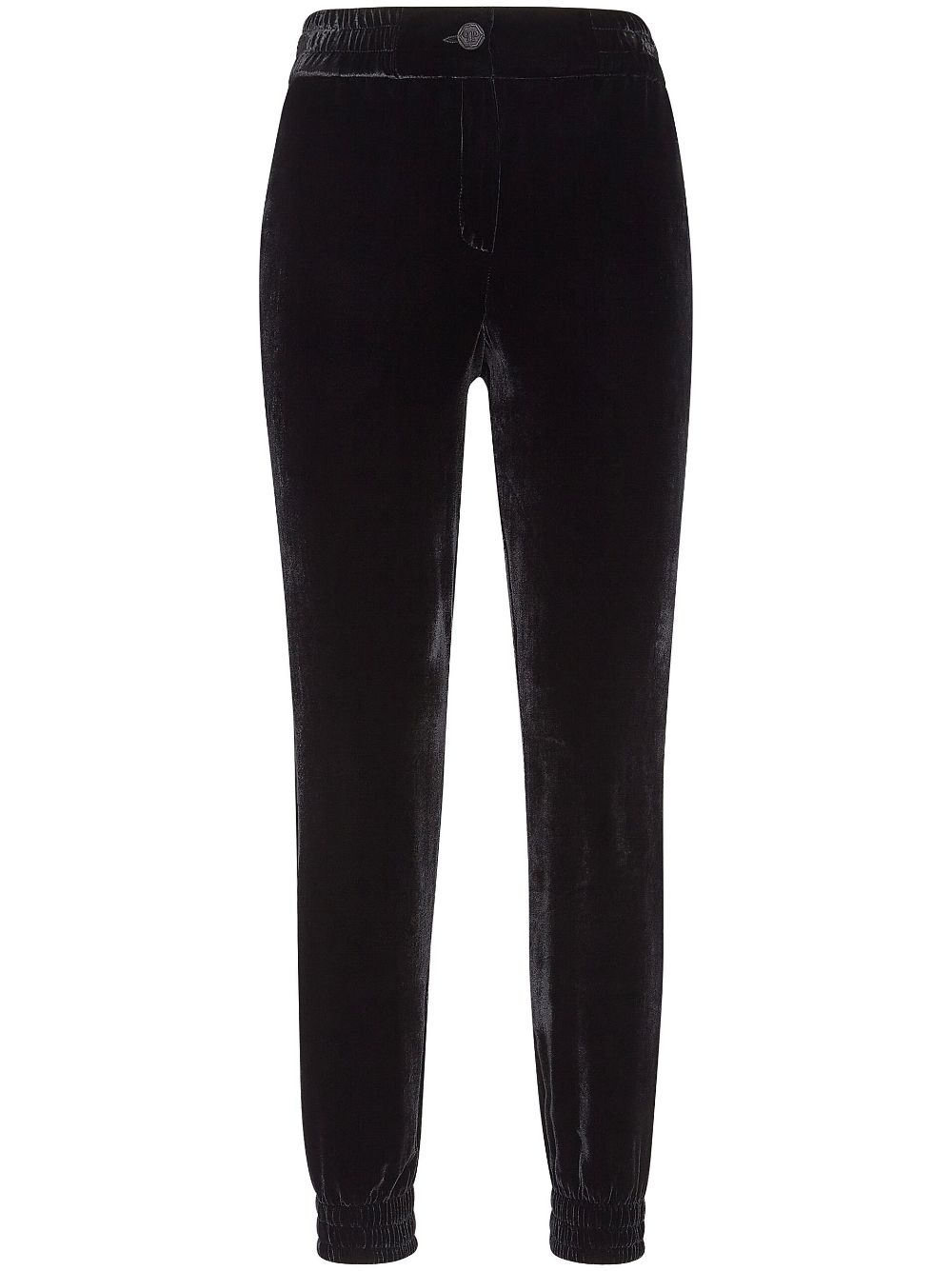 Elasticated-waist velvet trousers - Black