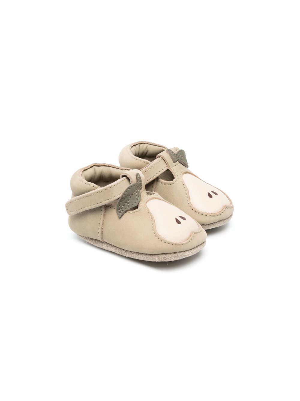 Pear-motif leather sneakers - Neutrals
