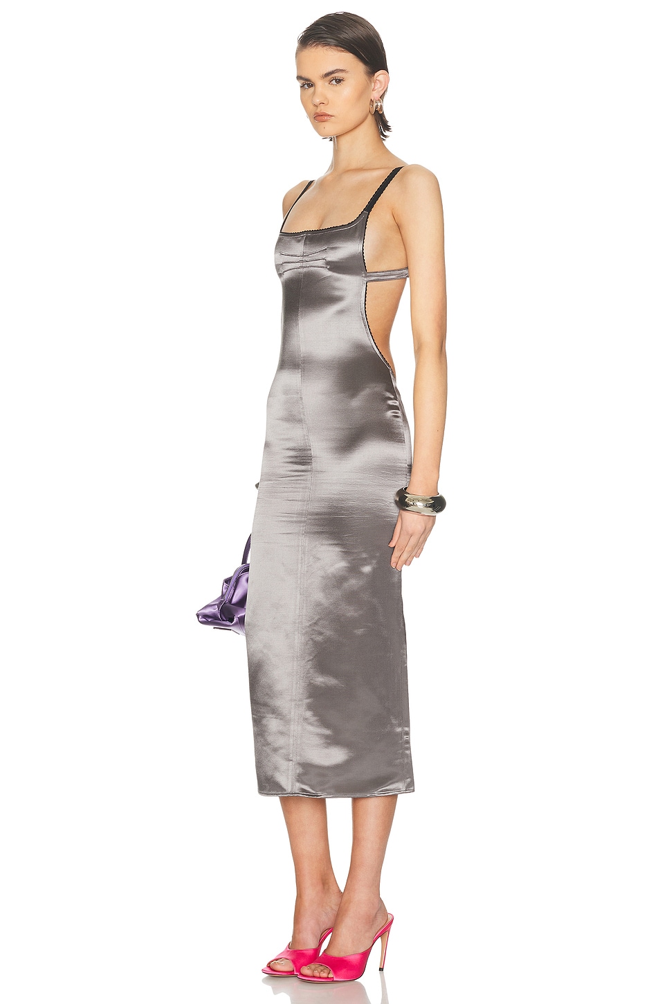 THE ATTICO Midi Dress in Metal Grey - Grey. 36 also , 40