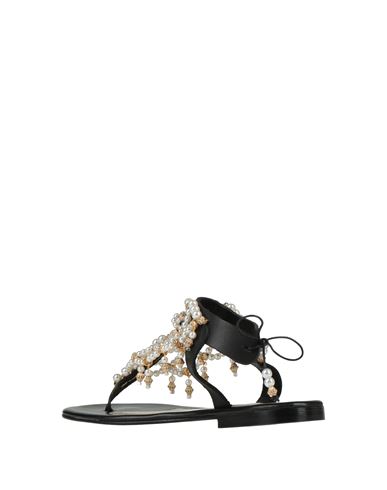 Woman Thong sandal Black Size 10 Leather