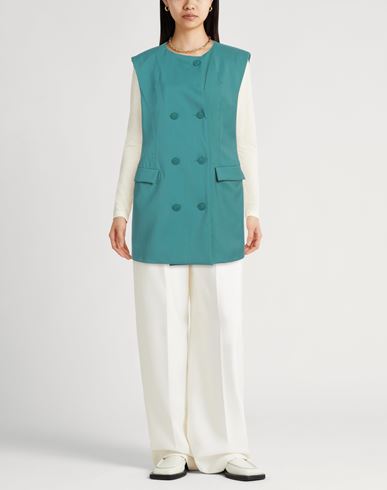 Hevò Woman Overcoat & Trench Coat Deep teal Size 4 Virgin Wool