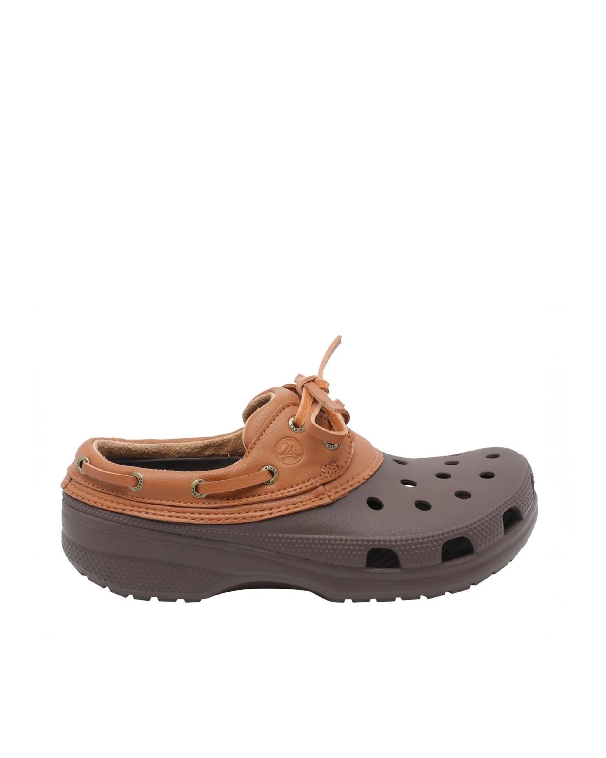 Leather Two-Tone Boat Shoe — Brown