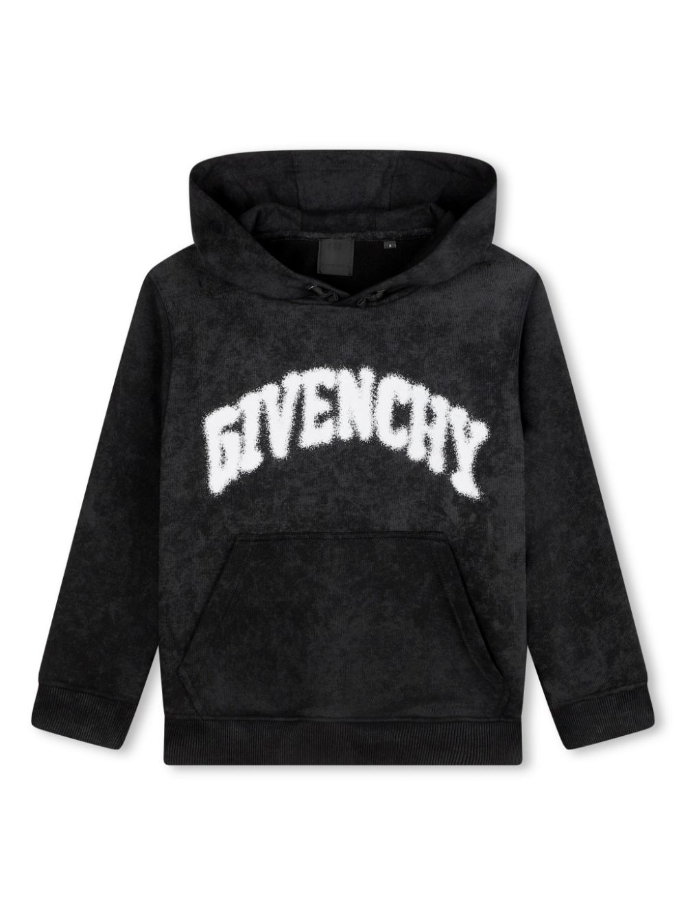 Acid wash-print hoodie - Black