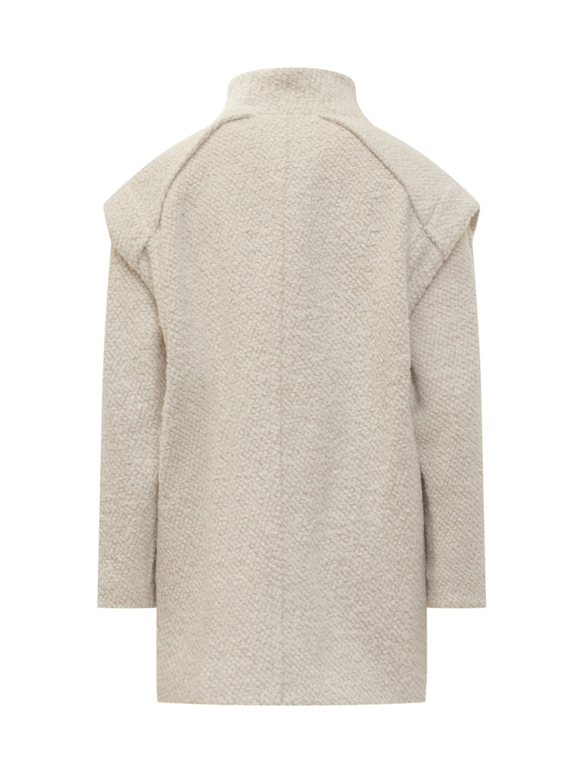 Off White Mock Collar Trench Coat
