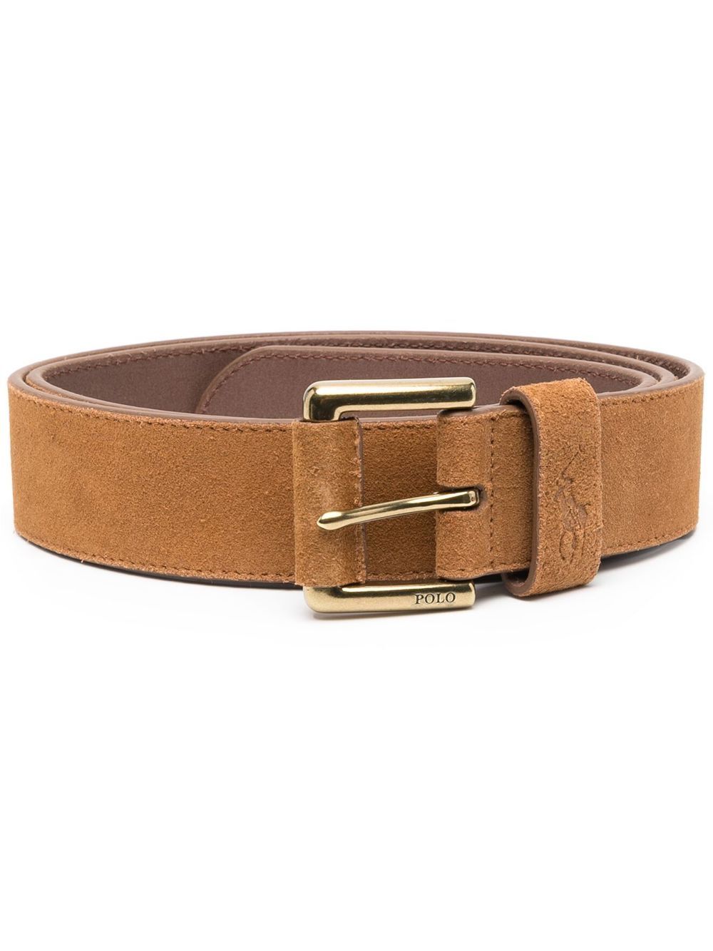 Suede buckle belt - Brown