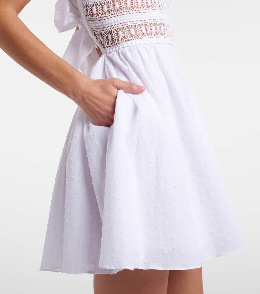 Emilie bow-detail cotton minidress