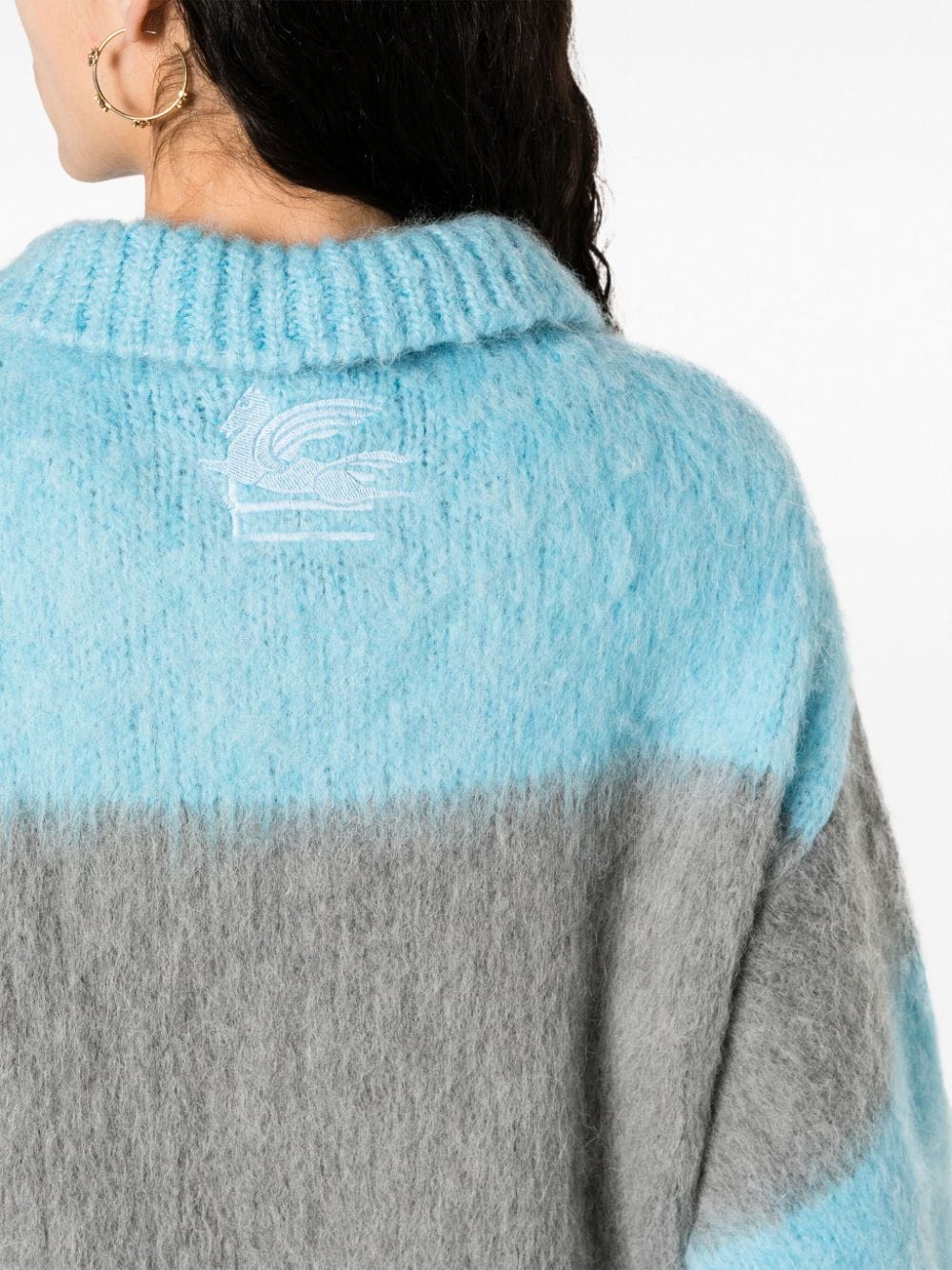 Brushed Effect Fringed Edge Sweater Mini Dress