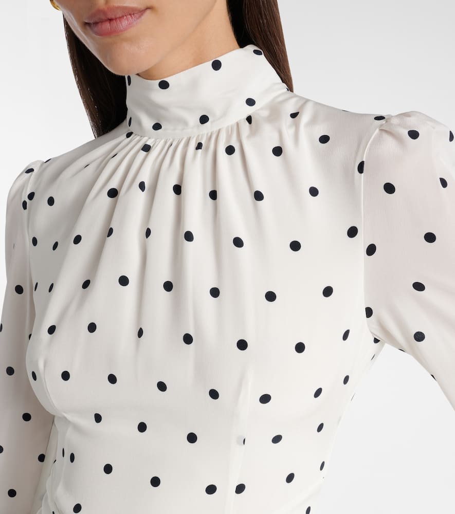 Polka-dot silk midi dress
