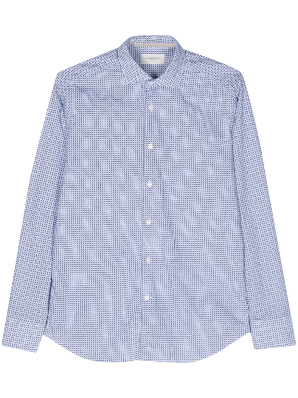 Geometric-print cotton shirt - Blue