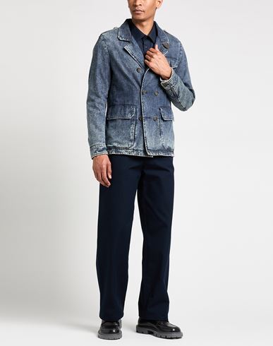 Man Denim outerwear Blue Size 38 Cotton