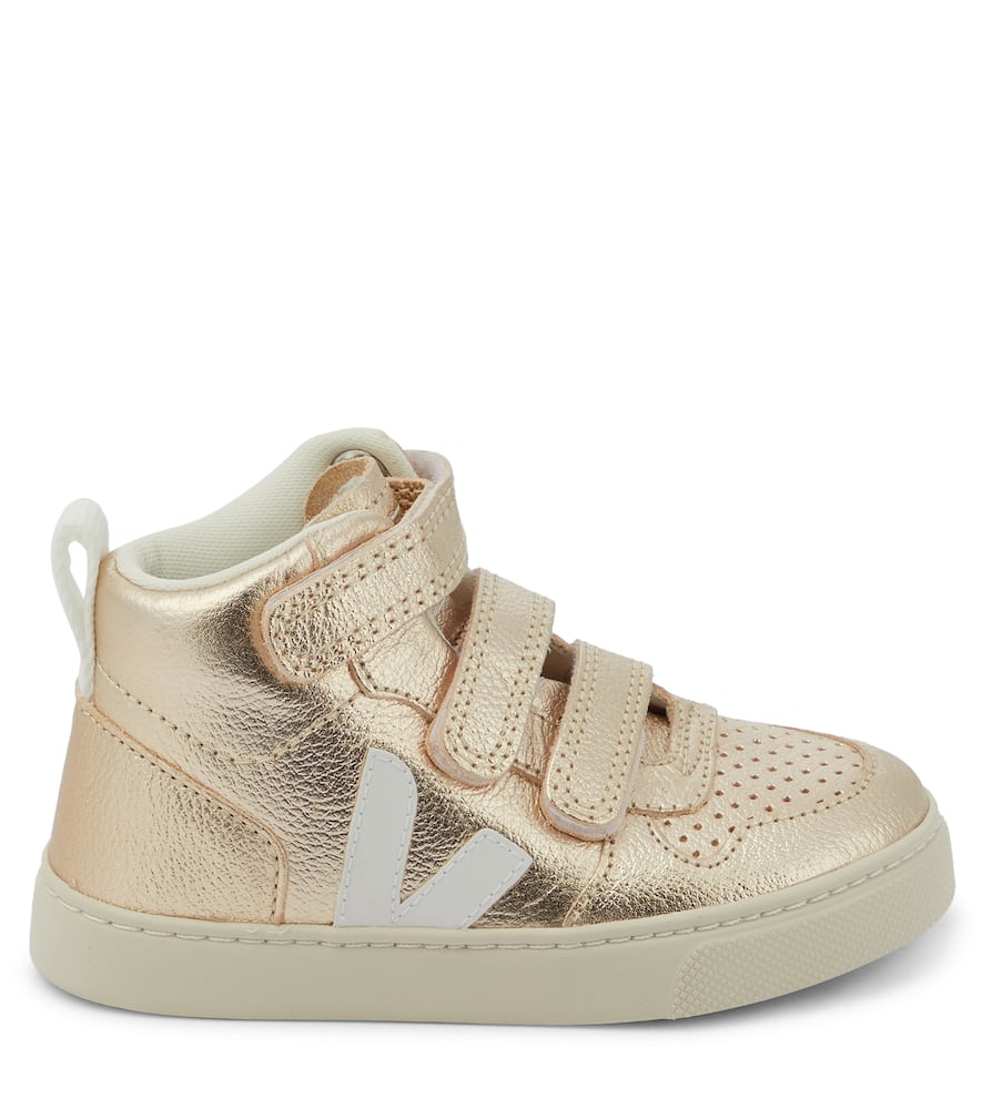 V-10 Mid metallic leather sneakers