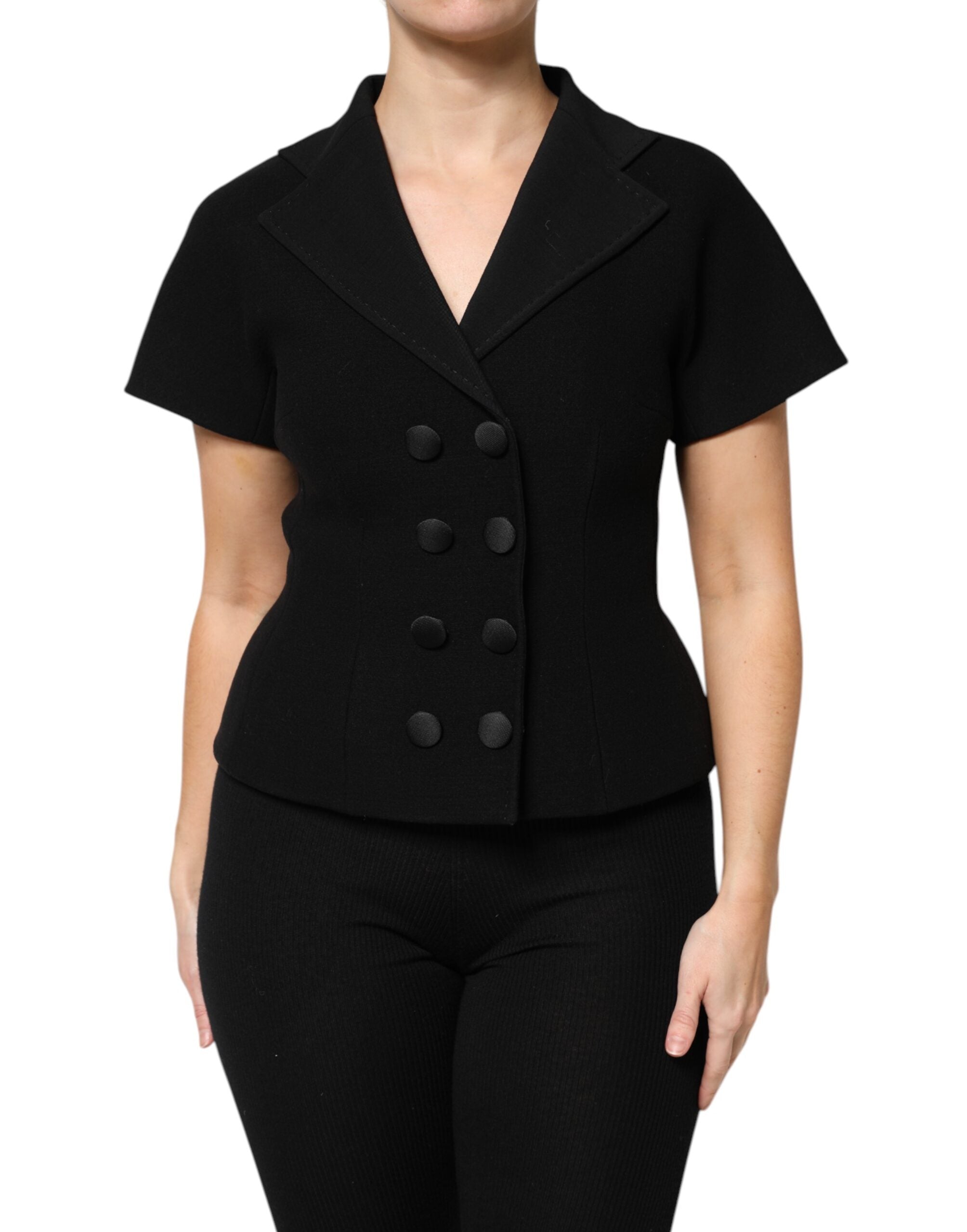 Double-Breasted Virgin Wool Blazer — Black