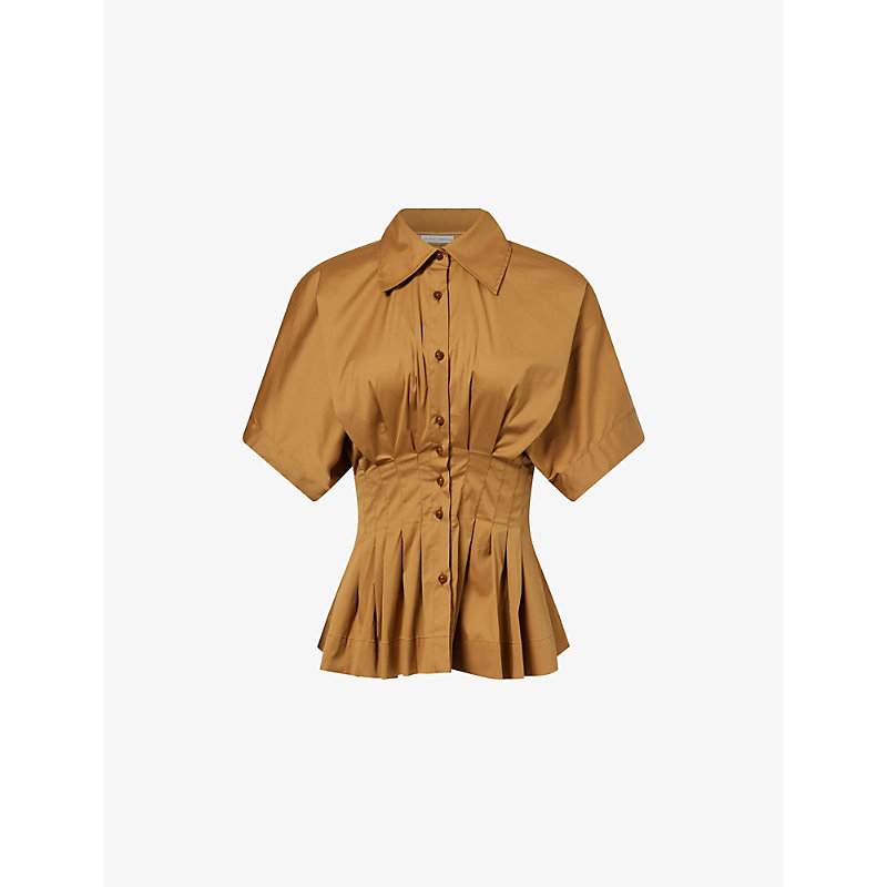 Womens Courage Pleated Cotton-Blend Shirt