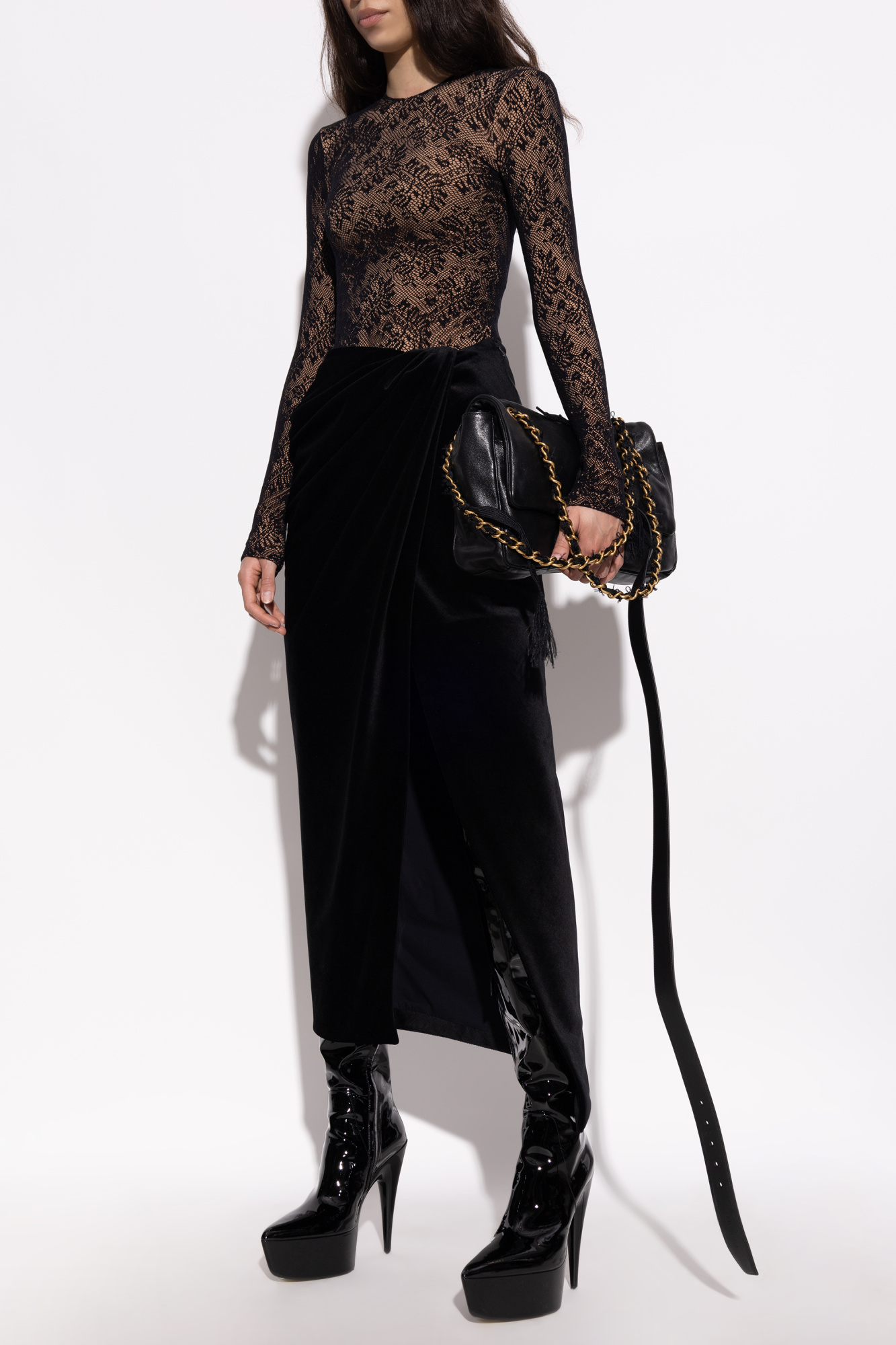 Balenciaga Velour Skirt, Women's, Black