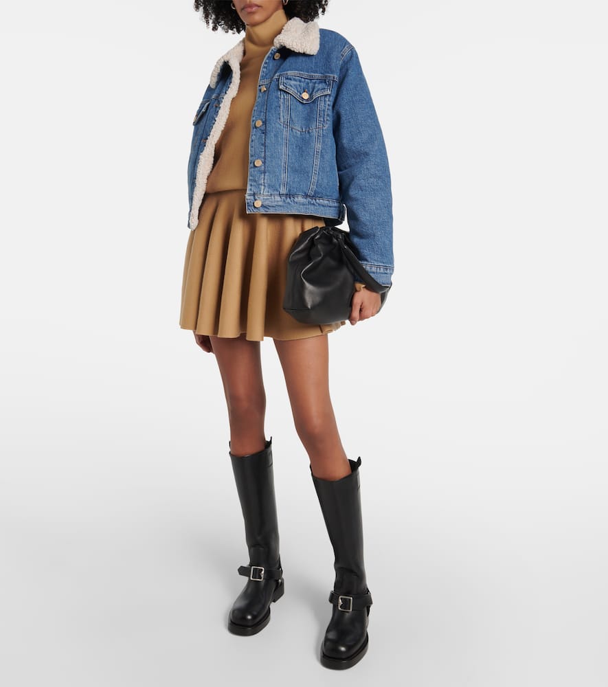 Teddy-trimmed denim jacket