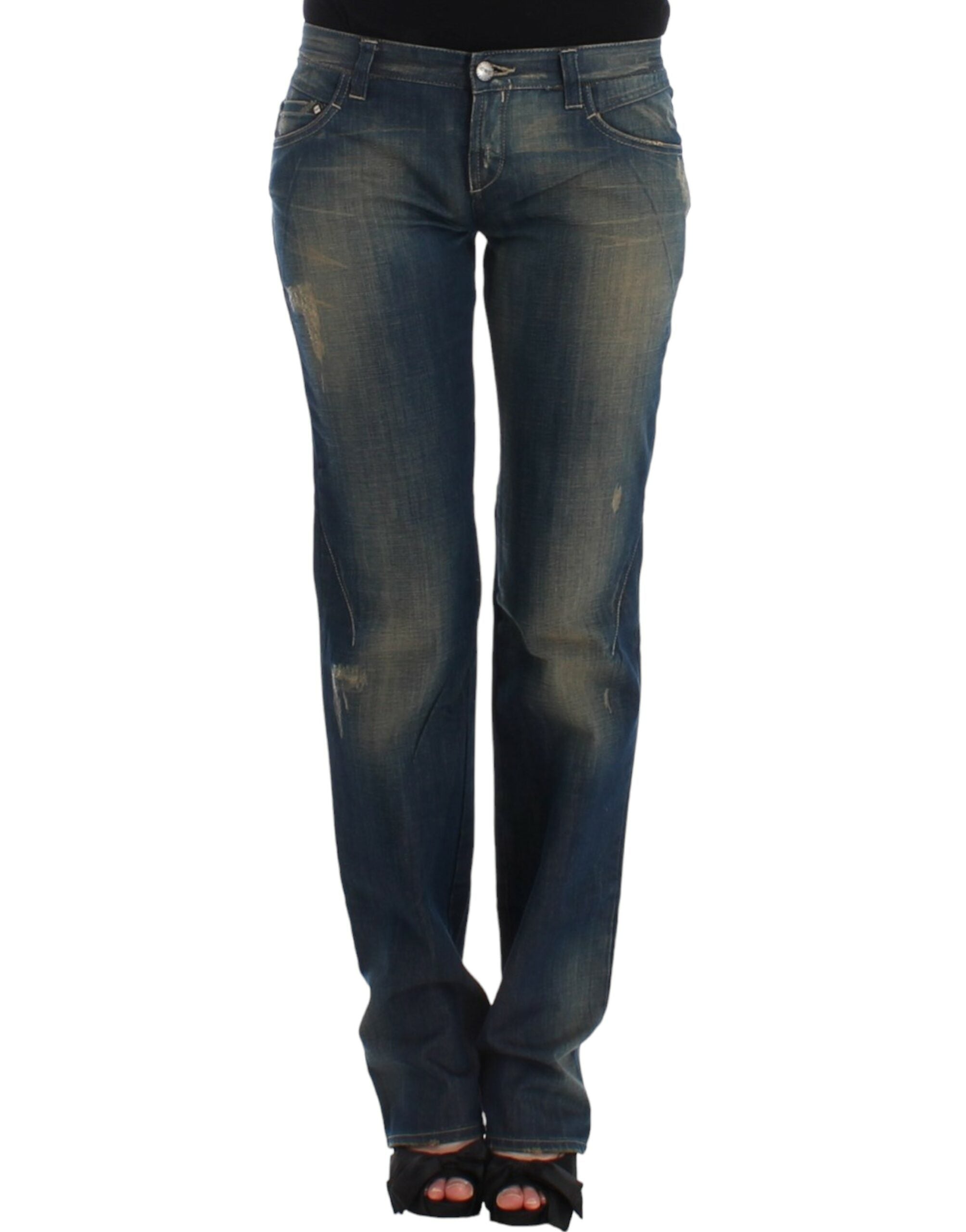 Straight Leg Cotton Jeans — Blue