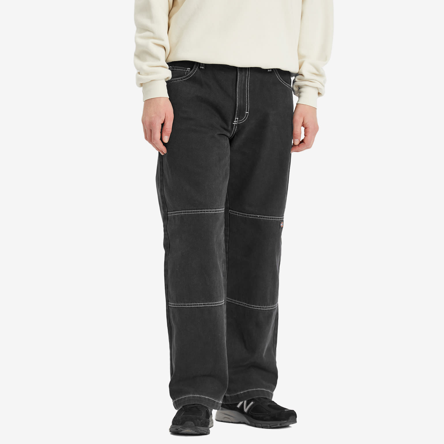 Men's Denim Double Knee Pants in Black Wash