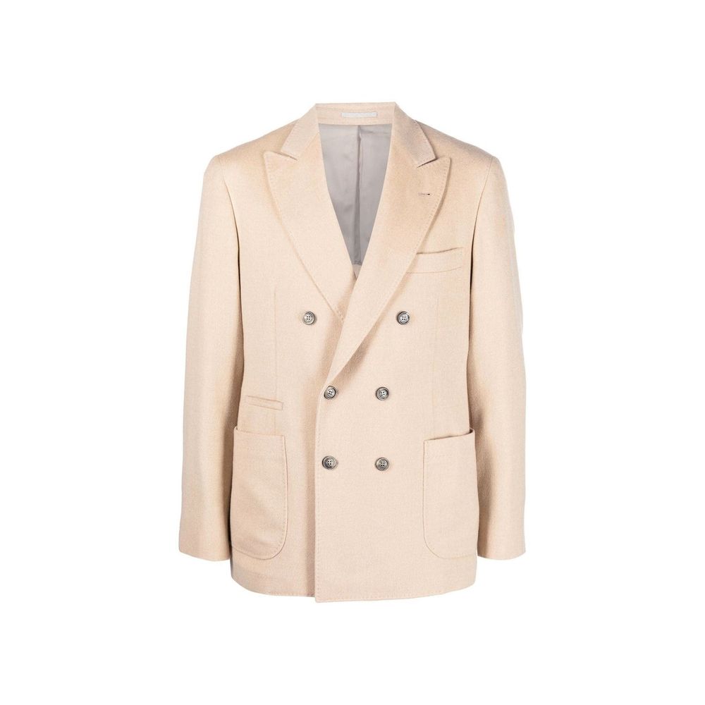 Double-Breasted Wool Blazer — Beige