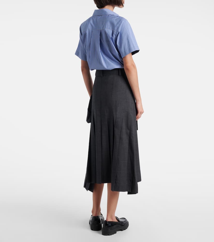 Prince of Wales check wool midi skirt