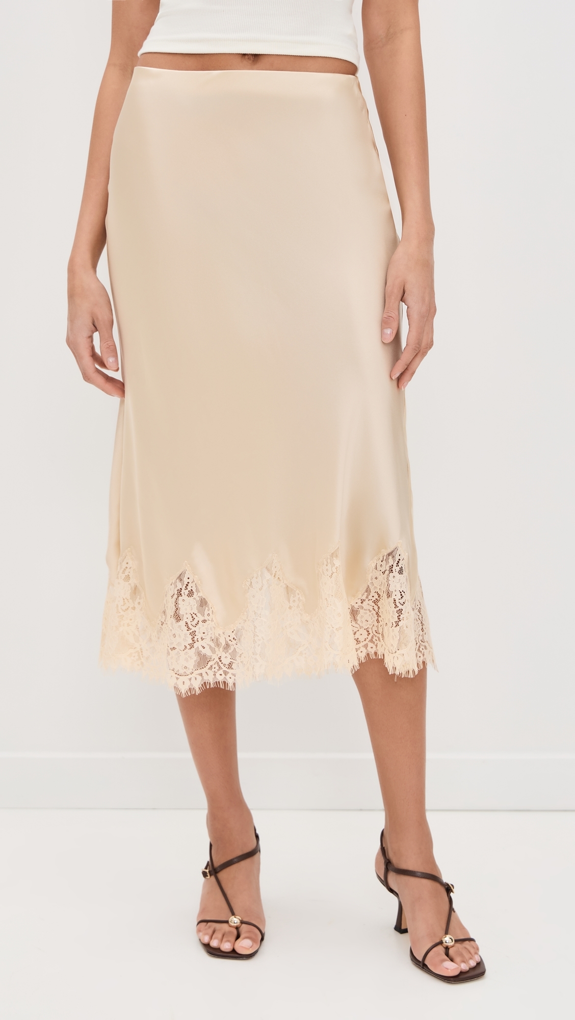 Reformation Carolina Silk Skirt Almond