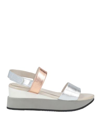 Woman Sandals Silver Size 8 Leather