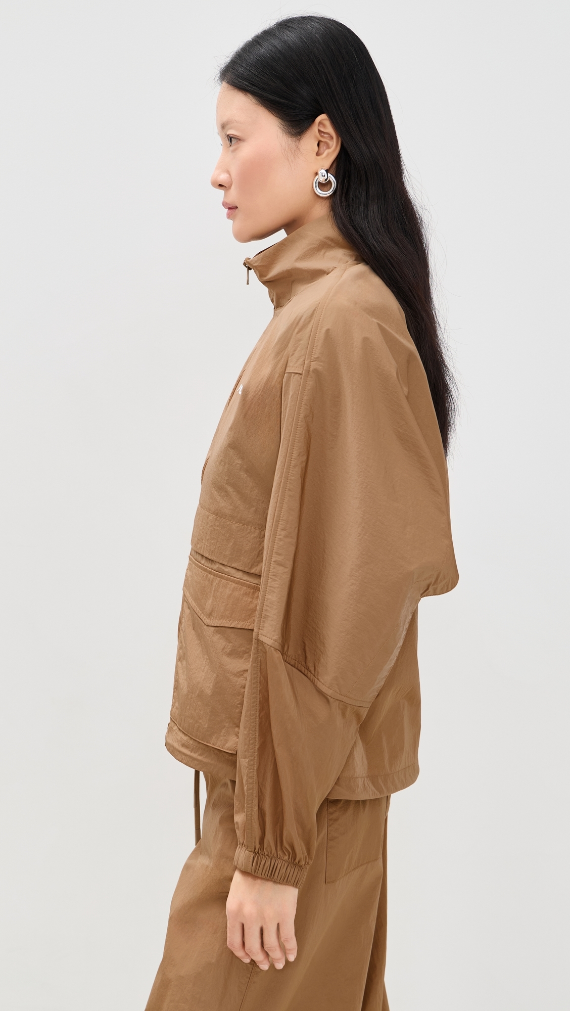 Nylon Windbreaker Jacket Cafe Tan