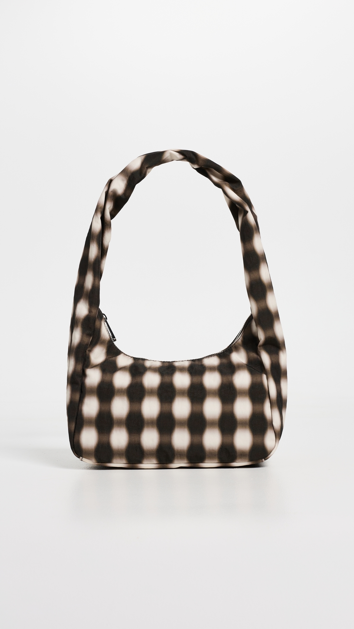 Small Nylon Meringue Shoulder Bag Blurred Gingham Brown One Size