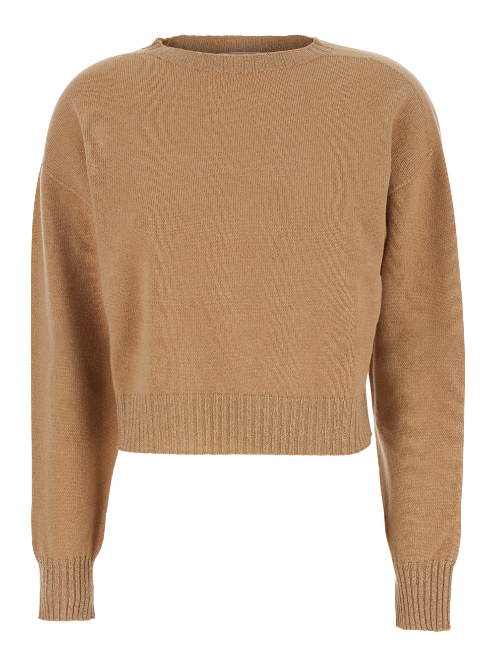 Wool and Cashmere Crew Neck Sweater — Beige