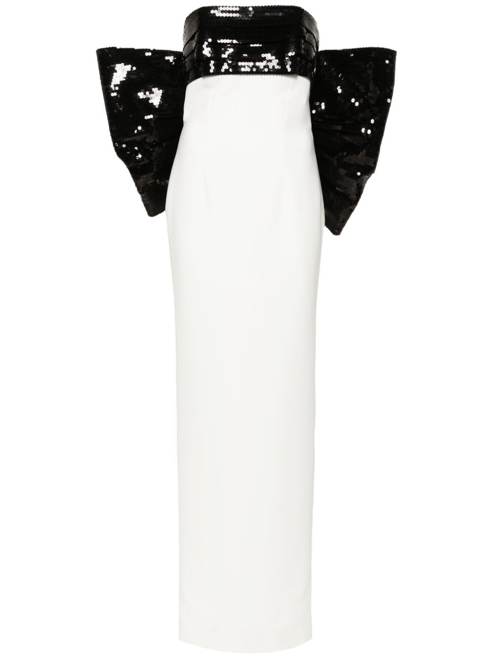 Sequined strapless gown - White