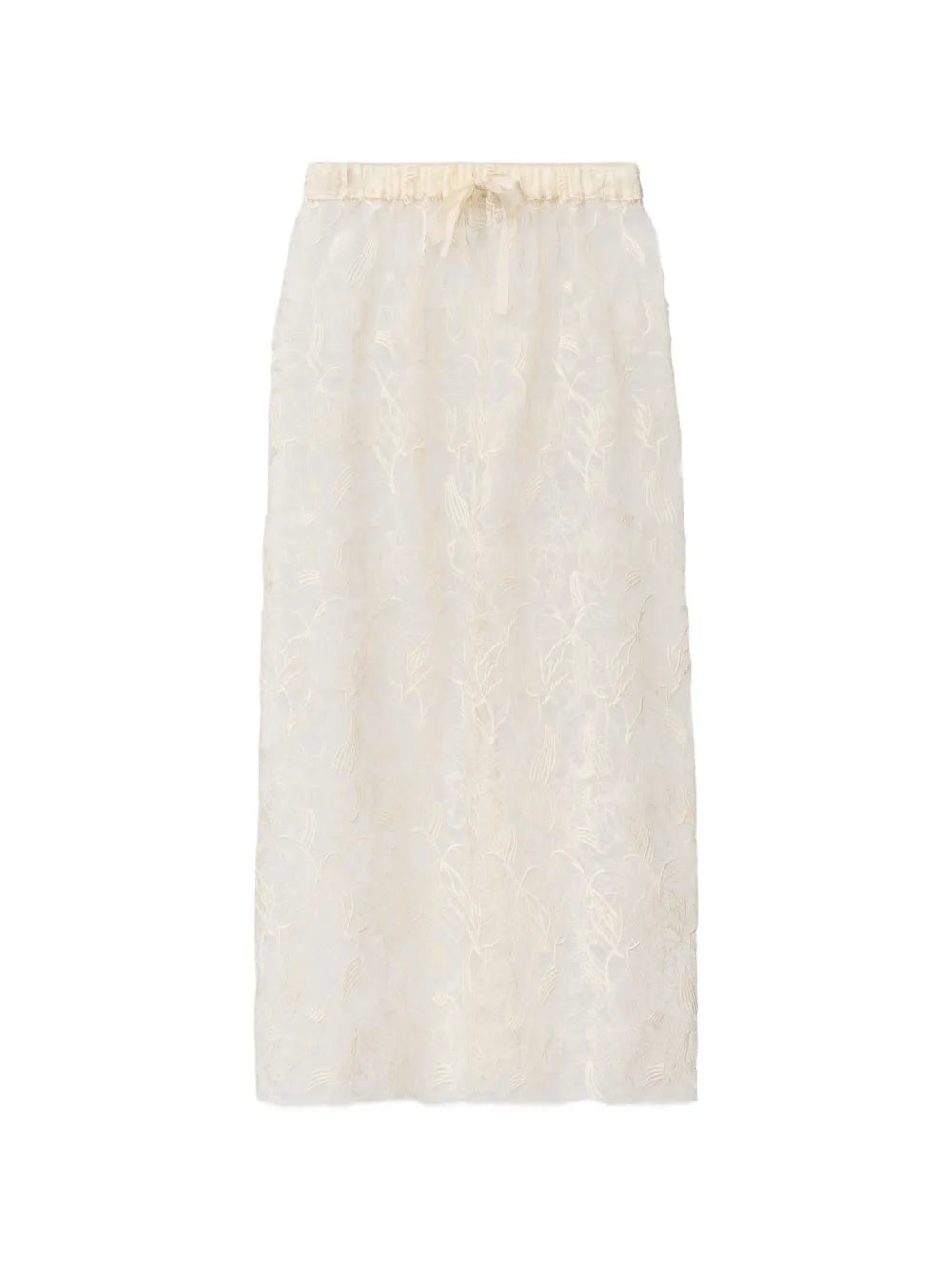 Floral Lace Skirt — Beige