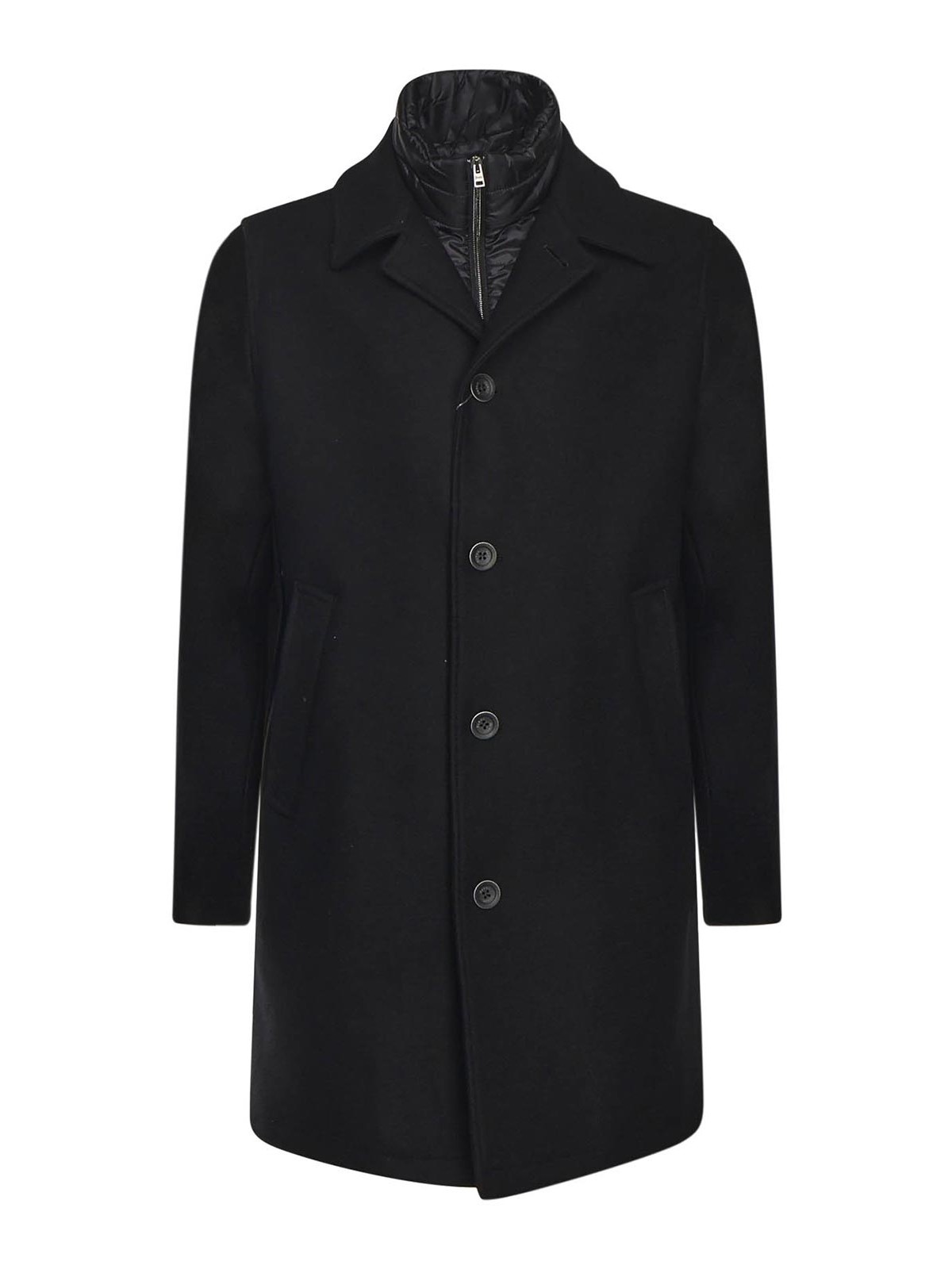 Single-Breasted Wool Blend Coat