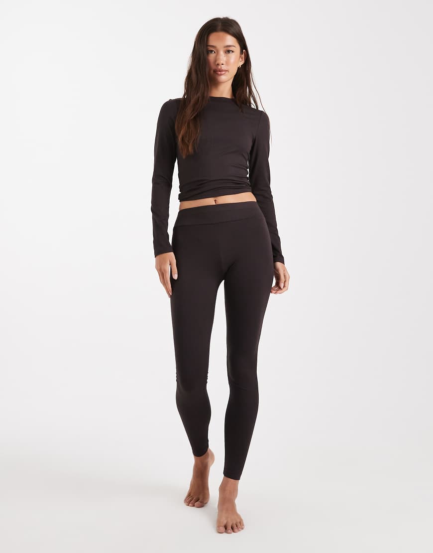 Sculpted leggings in chocolate-Brown