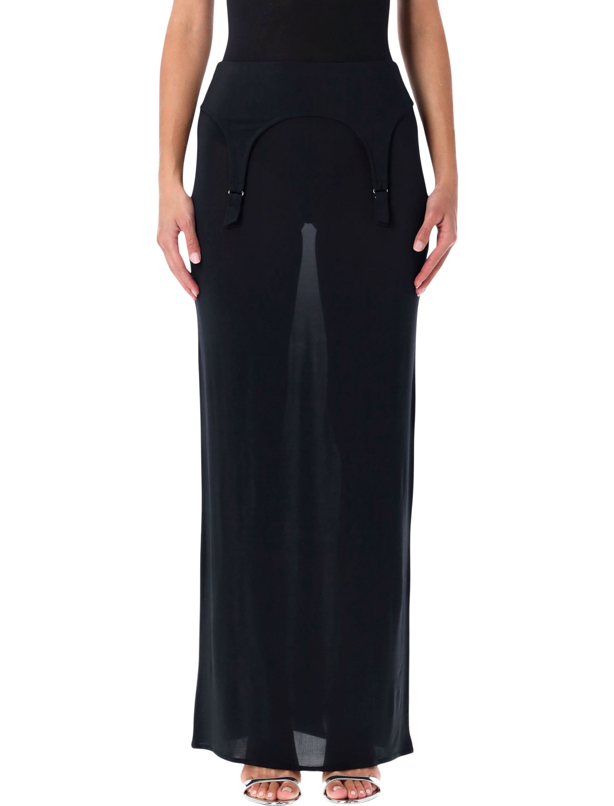 Long Sheer Skirt with Lingerie Details