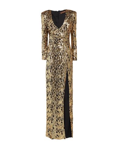 Woman Maxi dress Gold Size M Polyester, Elastane