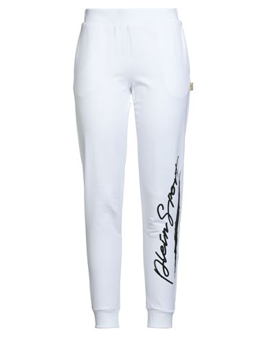 Woman Pants White Size M Cotton, Elastane