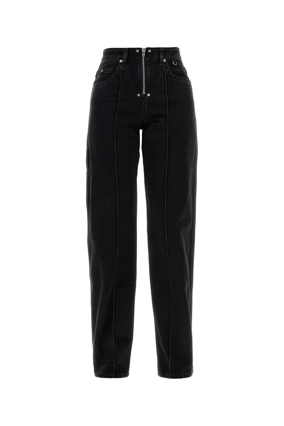 High-Rise Wide-Leg Jeans — Black