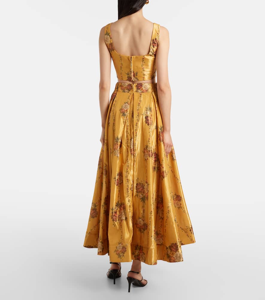 Delta floral cotton-blend maxi skirt