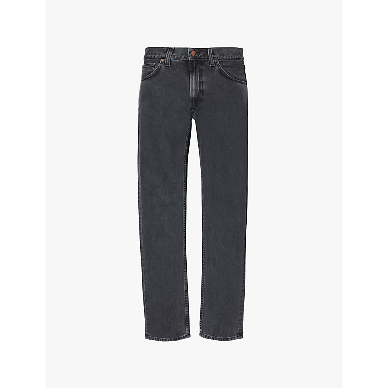 Mens Black Cliffs Gritty Jackson Brand-tab Straight-leg Regular-fit Denim
