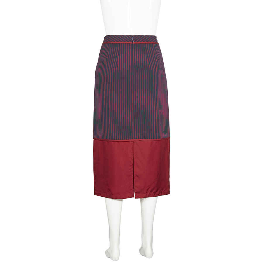 Ladies Striped Panel Midi Skirt