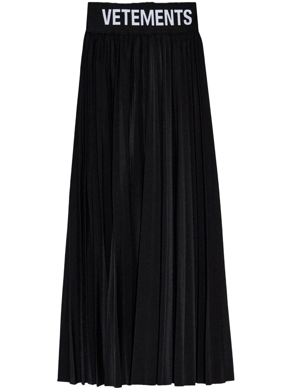 Logo-waistband pleated skirt - Black