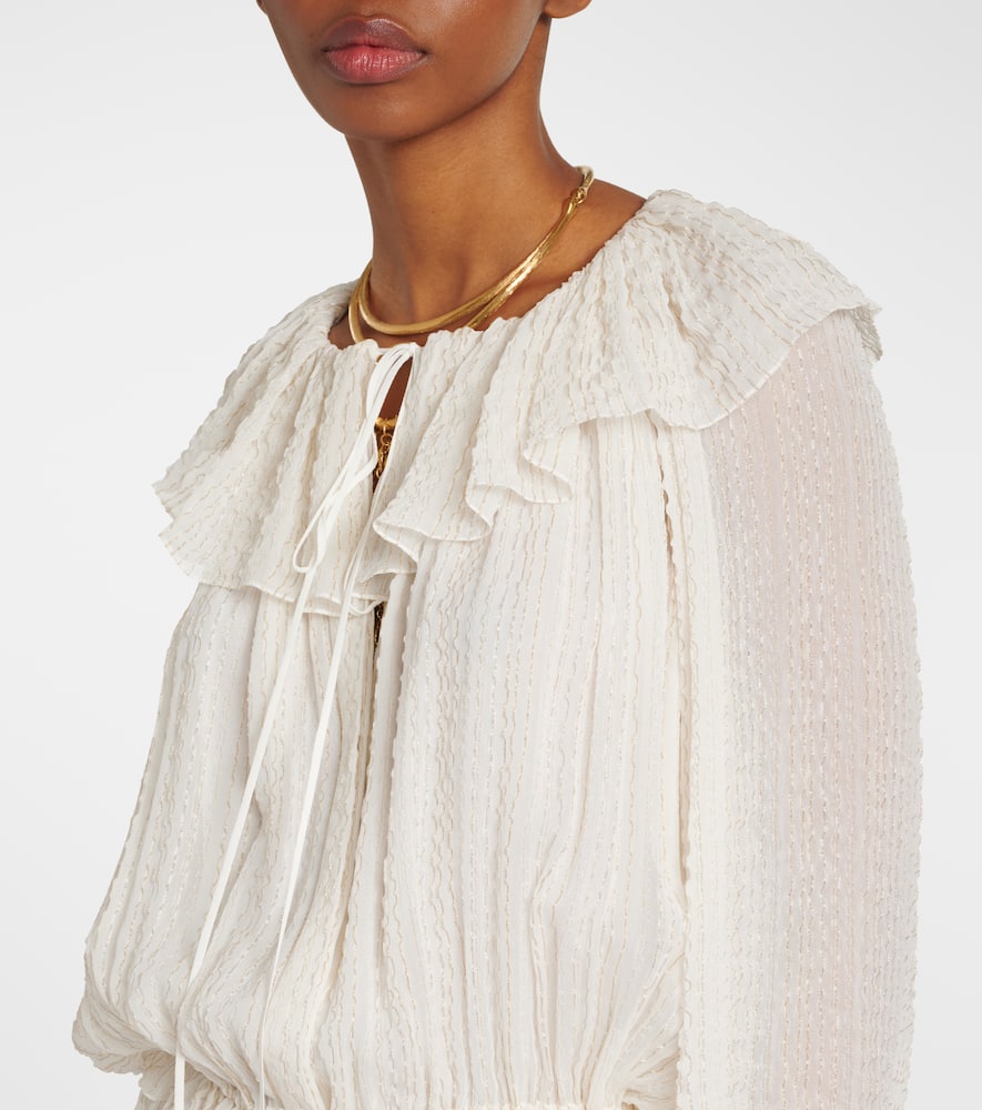 Chloé Ruffled silk-blend crêpe maxi dress
