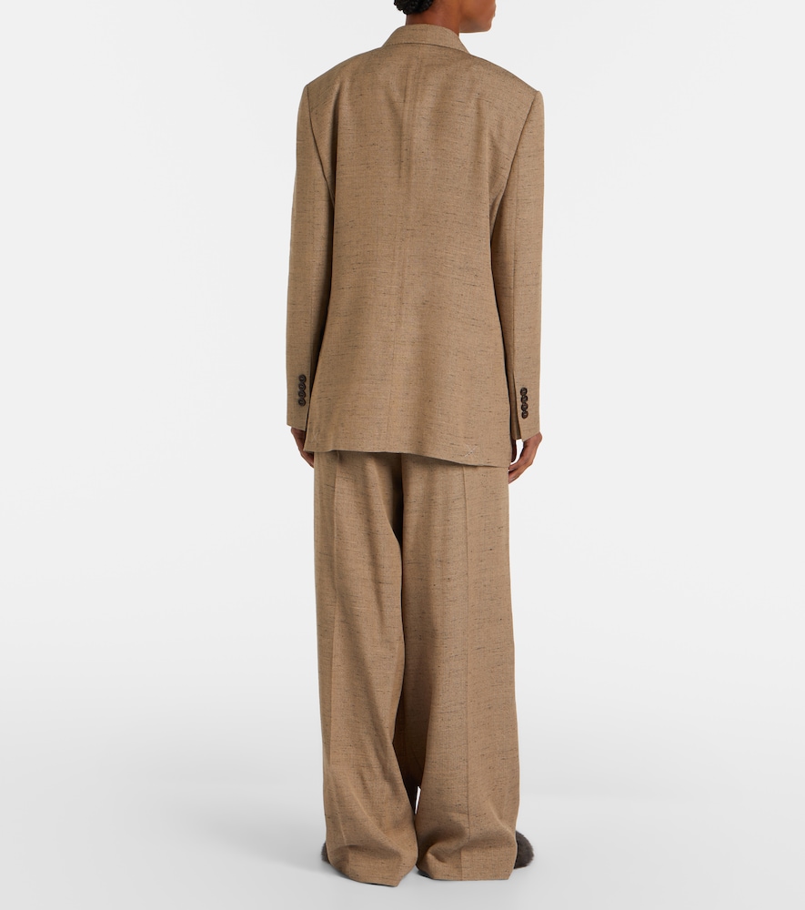 Pleated belted wide-leg pants